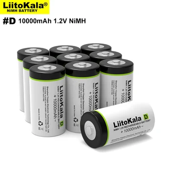 1-12 шт LiitoKala D Size Battery D Cell 10000 мАч Огромной Емкости Ni-MH Аккумуляторные Батареи типа D для Газовых Плит
