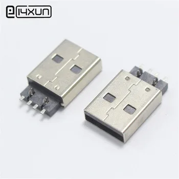 10шт Штекерный разъем USB типа A, SMD 4Pin, Гарпунная накладка, SMD U-дисковые разъемы черного цвета
