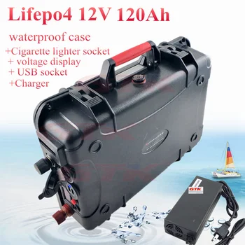 12V 120AH 100Ah lifepo4 Аккумуляторная Батарея литиевая 100A BMS для лодочного троллинга подвесной Мотор RV Прикуриватель для Яхты + зарядное устройство 10A