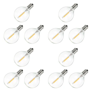 12шт сменных светодиодных лампочек G40, небьющиеся светодиодные глобусы на винтовой основе E12 для солнечных гирлянд теплого белого цвета