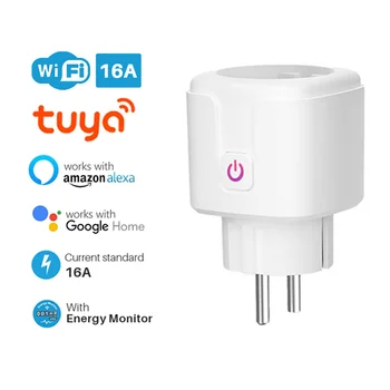 16A EU Smart Wifi Plug С Монитором Питания Беспроводная Розетка Wifi Работает С приложением Alexa Google Home Tuya Smart Life