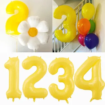 1шт 40-дюймовый макарон желтого цвета 1-9 Цифровой воздушный шар для 30 40 50 взрослых детей с Днем рождения Украшения для вечеринок своими руками