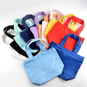 1ШТ Хлопчатобумажные холщовые простые сумки для покупок, складная сумочка, мода для девочек, однотонная складная сумочка для жизни, сумка-тоут большой емкости