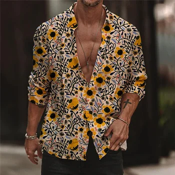 2023 Гавайская мужская рубашка, модный тренд, повседневное, Ретро Качество, Материал, Удобный, Мягкий, дышащий, лето, большие размеры