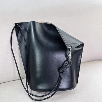 2023 Новая высококачественная женская сумка через плечо из натуральной кожи, дизайнерская сумка-мешок большой емкости, сумки-тоут через плечо подмышками