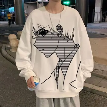 2023 Толстовка с длинным рукавом для мужчин Женщин Повседневная Свободная рубашка-пуловер Винтажная одежда Аниме Графическая одежда Уличная одежда Harajuku