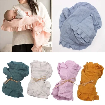 4 Слоя пеленальных одеял с оборками, муслин для новорожденных, детское одеяло, обертывание, постельное белье из органического хлопка, детское банное полотенце, реквизит для фотосъемки