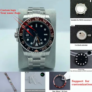 40,5 мм Автоматические мужские часы Diver's Механизм NH35 Керамический безель Водонепроницаемые часы Сапфировый корпус GMT 20 Ремешок