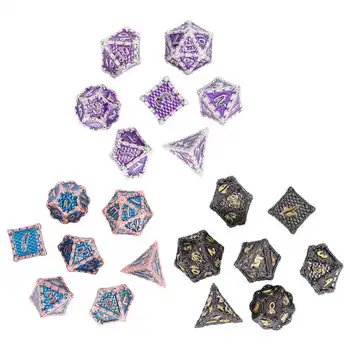 7шт многогранных кубиков из металла, изысканных легких ролевых настольных игр с четкими номерами, Многогранный набор кубиков