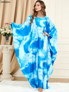 Abayas For Women New Boho Retro Tie Dye С Принтом Повседневного Свободного Рукава 