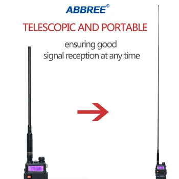ABBREE AR-660S SMA-Женская Телескопическая Двухдиапазонная Антенна с Высоким коэффициентом усиления 144/430 МГц для Портативной Рации Baofeng UV-5R BF-888S UV-82 UV-9R