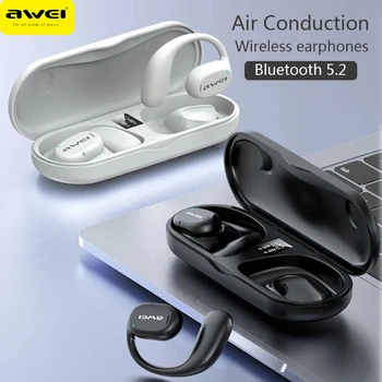Awei T69 Air Conduction Bluetooth 5.2 Наушники Беспроводные Наушники С Заушниками Дизайн Hi-Fi Стерео Светодиодные Наушники Спортивная Гарнитура