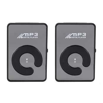 Botique-2X Mini Mirror Clip USB Цифровой MP3-плеер с поддержкой 8 ГБ SD TF-карты Черный