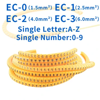 EC-2 EC-3 (A-Z) Кабельный маркер 100ШТ желтые Кабельные Маркеры с одиночными буквами от A до Z для диаметра провода EC-0 EC-1