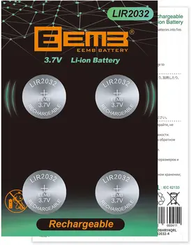 EEMB LIR2032 3,7 В 45 мАч Кнопочная Батарея Перезаряжаемая Литий-ионная Батарея Монетный Элемент для Наушников итиум-ионный Аккумулятор Ключи От Автомобиля Часы