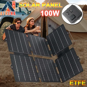 ETFE Солнечная Панель 100 Вт 5 В/12 В Высокоэффективные Солнечные Элементы для Наружного Кемпинга Портативное Солнечное Зарядное Устройство Sunpower для Сотового Телефона Ipad