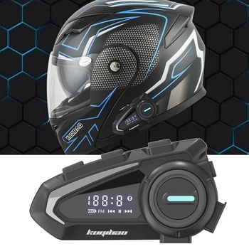 FM-радио BT5.1 Гарнитура для мотоциклетного шлема 1200 мАч Светодиодный экран Bluetooth Мото наушники Авто / ручной ответ Голосовое управление