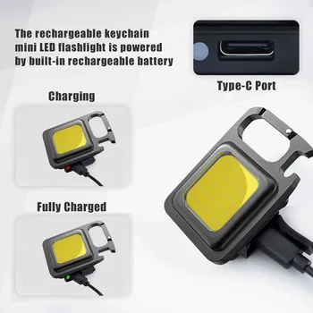 IPX4 Водонепроницаемый светодиодный рабочий фонарь COB Type-C, зарядка через USB для кемпинга, рыбалки, скалолазания, Многофункциональная вспышка с крючком