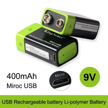 KingSener, новая USB-аккумуляторная батарея 9V 400mAh, литий-полимерный аккумулятор 6F22 для микрофона, мультиметра, электрической игрушки, электрогитары.