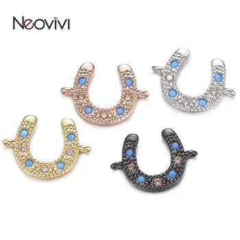 Neovivi U-образный CZ Шарм Для женщин, мужчин, браслет ручной работы, ожерелье с микро-прокладкой, сине-белые подвески из циркона для изготовления ювелирных изделий, аксессуары