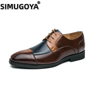 SIMUGOYA Новая мужская повседневная кожаная обувь люксового бренда, модельные туфли в деловом стиле, мужская обувь, модные офисные туфли с острым носком, свадебные туфли