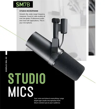 SM7B Профессиональный динамический микрофон Высококачественный студийный микрофон для записи подкастов, озвучивания, дубляжа Living YouTube