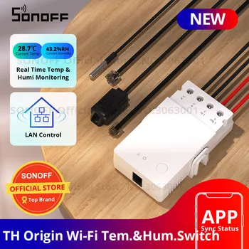 SONOFF TH Origin Wifi Switch Контроллер Умного Дома Переключатель Контроля температуры и Влажности 20A Max SONOFF TH10 / 16 Обновленная Версия