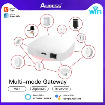 Tuya Smart Проводной Многорежимный шлюз ZigBee WiFi Bluetooth Mesh Hub Приложение Smart Life Дистанционное голосовое управление Через Alexa Google Home