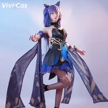 Vivi-Cos Game Genshin Impact Keqing Милое платье для косплея, женский костюм для ролевых игр на Хэллоуин, Новинка S-XL