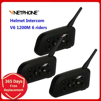 Vnetphone Мотоциклетный шлем 3шт V6 Bluetooth-гарнитура для внутренней связи 6 райдеров 1200 м Беспроводной Интеркомunicador BT Interphone