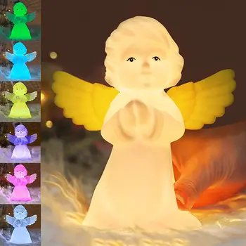 Ангел Ночник для детей 7 цветов Прикроватный Ночник Управление краном USB Перезаряжаемый Силиконовый Милый светодиодный Ночник Baby Light