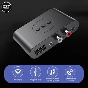 Беспроводной аудиоприемник Автомобильный музыкальный приемник Bluetooth 5.2 Аудиоадаптер NFC USB-накопитель 3,5 мм разъем AUX Стерео автомобильный динамик Усилитель