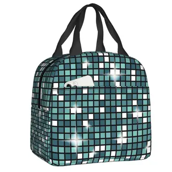 Бирюзовый Диско-шар, блестящая изолированная сумка для ланча для женщин, Сменный термоохладитель, ланч-бокс для еды для школьников