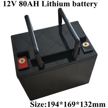 Водонепроницаемый Литий-Ионный Аккумулятор 18650 12v 80ah Lithium BateriaBMS для Солнечного Инвертора EV Компьютерная Лампа Электроприбор + Зарядное Устройство 10A