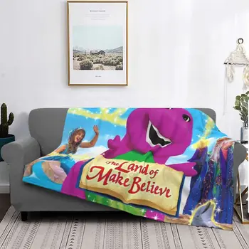 Вязаное одеяло с динозавром Барни и друзьями, детское флисовое одеяло с рисунком аниме, домашний диван, Портативное ультрамягкое теплое покрывало на кровать