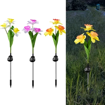 декоративные фонари для цветочной лужайки из 2 предметов, прочное солнечное ландшафтное освещение, простая установка, имитация встроенного аккумулятора для домашнего сада