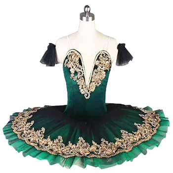 Детская зеленая профессиональная балетная юбка-пачка, платье-пачка, сценическое платье lake swan, женский сценический костюм для шоу