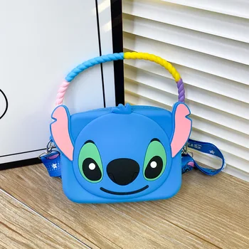 Детская сумка через плечо Disney Stitch с мультяшным мальчиком, детская силиконовая сумка-мессенджер для милой девочки, детский кошелек для монет