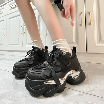 Дизайнерские весенние женские спортивные кроссовки на платформе и толстой подошве 2023 года, женская повседневная вулканизированная обувь, дышащие сетчатые кроссовки для папы