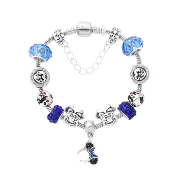 Дисней Микки мышь синий Кристалл бусины браслет для женщин подарки ювелирные изделия Микки Минни DIY кулон вдохновение браслет для девочки