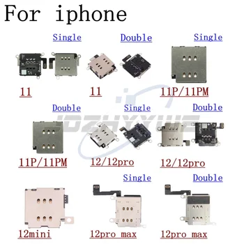 Для iPhone 11 12 Mini Pro Max SE 2020, одинарный Двойной слот для SIM-карт, держатель лотка, гнездо для считывания, Гибкий кабель, Запасные части