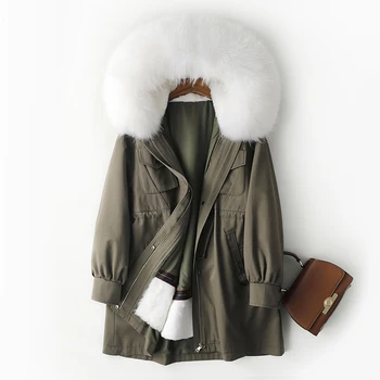Женская зимняя парка Hwitex, повседневная женская куртка с меховой подкладкой Рекс, пальто из лисьего меха, Женская толстовка с капюшоном HW1067