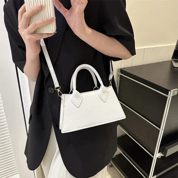 Женская сумка-тоут из искусственной кожи с каменным узором, однотонные сумки-ранцы, простой винтажный элегантный женский клатч-мессенджер
