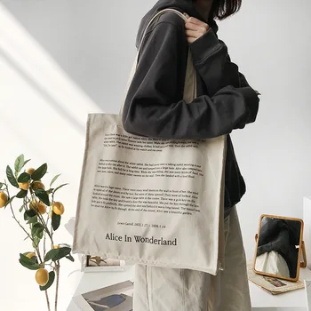 Женская холщовая сумка через плечо со сказочным принтом, сумки для покупок на каждый день, студенческая сумка для книг, сумки из плотной хлопчатобумажной ткани, сумка-тоут для девочек