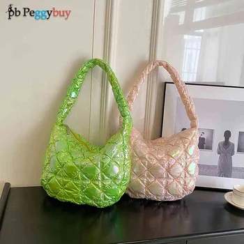 Женские сумки подмышками, стеганая сумка с вышивкой нитками, модные сумки для покупок с решетчатым рисунком, повседневная сумка-тоут с хлопковой подкладкой