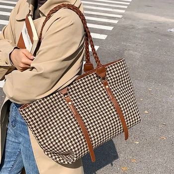 Женские шерстяные сумки большой емкости, высококачественные женские сумки через плечо, модная дизайнерская женская дорожная сумка-тоут для покупок