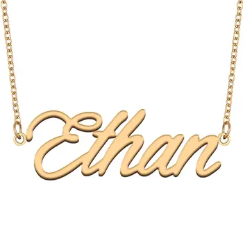 Женское ожерелье с именем Итан, ювелирные изделия из нержавеющей стали, подвеска с табличкой золотого цвета, ожерелье с надписью Para Mujer, колье с буквами