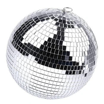 Зеркальный диско-подвесной шар с подвесным кольцом для вечеринки со световыми эффектами, украшения дома, клубной сцены (8 дюймов)