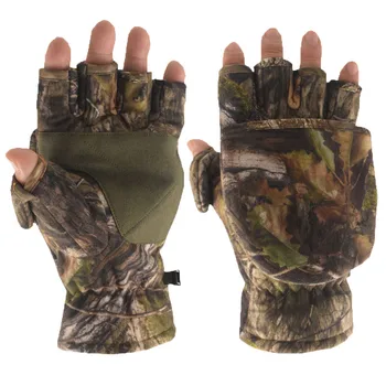 Зимние хлопчатобумажные камуфляжные перчатки с откидывающимися полупальцами, Гибкие и теплые Спортивные Походные Защитные военно-тактические рукавицы