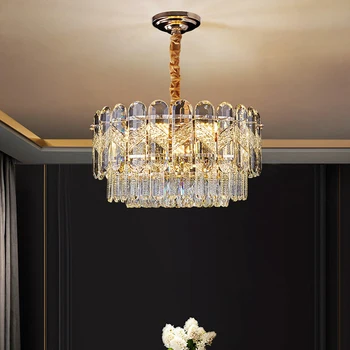 Золотая круглая хрустальная люстра для роскошного освещения гостиной и столовой в скандинавском стиле в постмодернистском стиле